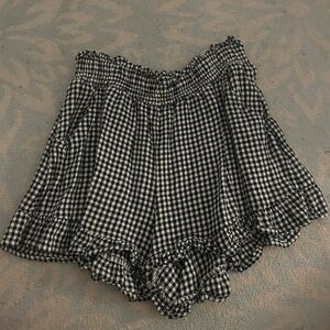 Black and White Gingham Ruffle Shorts